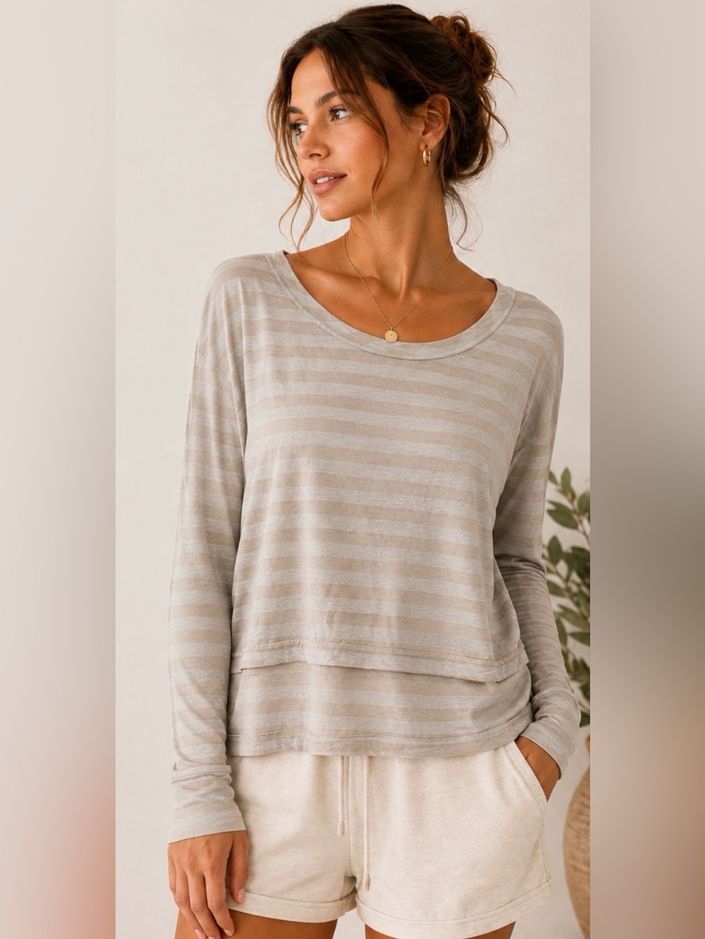 Hardtail Striped Lightweight Long-Sleeve Top - Size Small NWOT